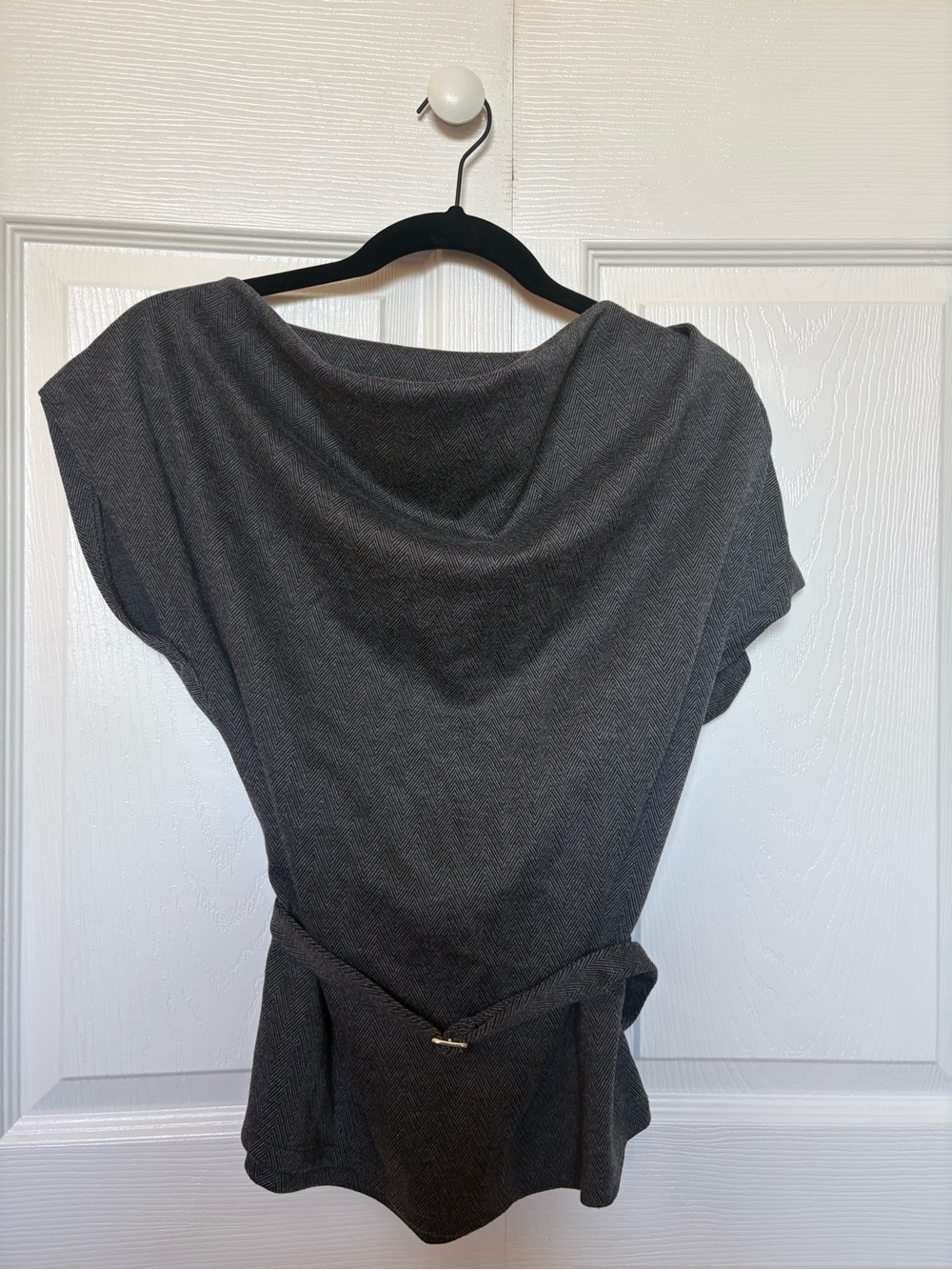 H&M Dark Gray Draped Belted Midi Top